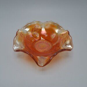 Fenton Marigold Waterlily Cattails Carnival Glass Decorative Collectible Bowl